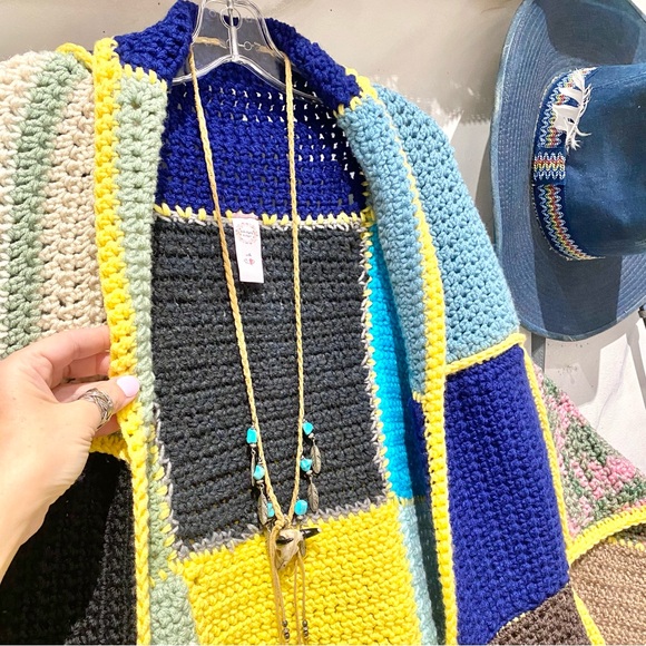 Artisan Patchwork boho cocoon kimono cover up w shabby chic granny cabin vibe - Picture 5 of 10